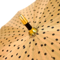 LIMITED COLLECTION - Jaquard polka dot gold umbrella