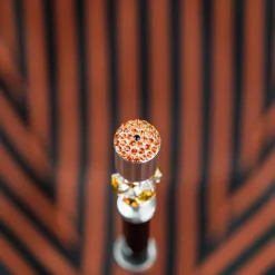 Luxury Umbrella with Bold Stripes and Gem-Encrusted Handle