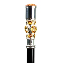 Luxury Umbrella with Bold Stripes and Gem-Encrusted Handle