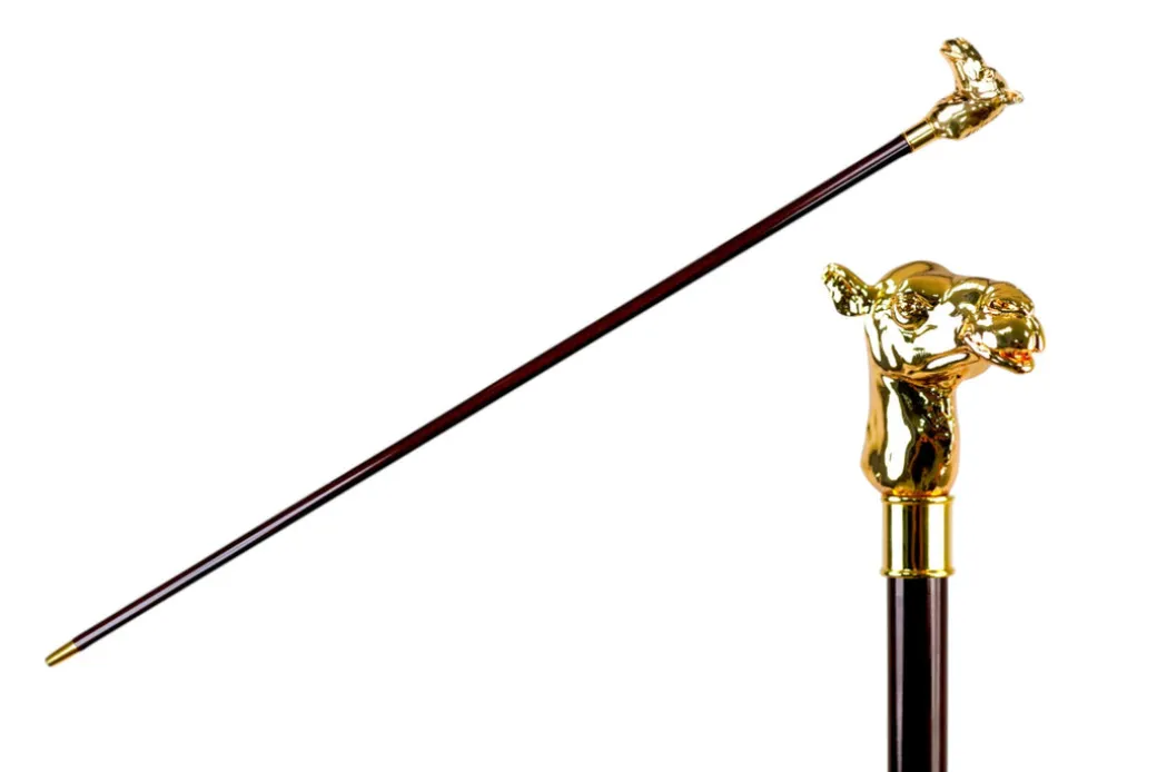 Luxury Walking Stick with Gold-Plated Camel Handle