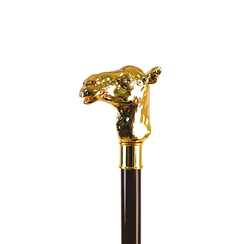 Luxury Walking Stick with Gold-Plated Camel Handle