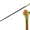 Majestic Gold Lion Handle Walking Cane – Green Enamel Finish