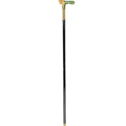 Majestic Gold Lion Handle Walking Cane – Green Enamel Finish