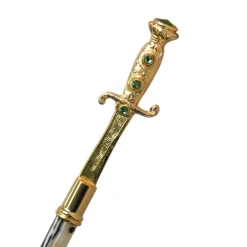 Majestic Green Umbrella with Ornate Sword Handle in 24K Gold Plating