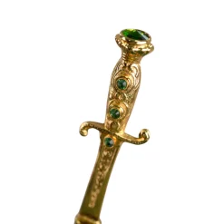 Majestic Green Umbrella with Ornate Sword Handle in 24K Gold Plating