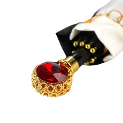 Midnight Glamour: Exclusive Black Umbrella Adorned with Bold Red Cryst