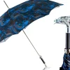 Mythical Dragon Umbrella – Silver-Plated Handle & Oriental Blue design