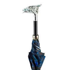 Mythical Dragon Umbrella – Silver-Plated Handle & Oriental Blue design