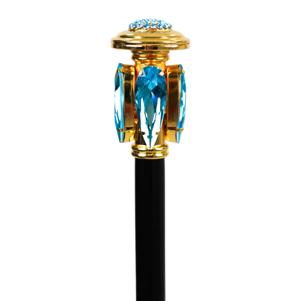Oceanic Elegance: Exclusive Walking stick with Aquamarine Teardrop Cry