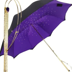Ombrelli di lusso in doppio panno nero-viola Il Marchesato Ombrelli di cristalli di lusso