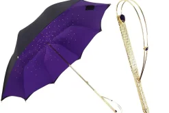 Ombrelli di lusso in doppio panno nero-viola Il Marchesato Ombrelli di cristalli di lusso