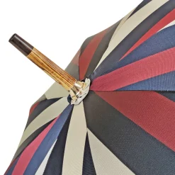 Ombrello a strisce multicolore - maniglia naturale di faggio
