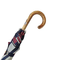 Ombrello a strisce multicolore - maniglia naturale di faggio