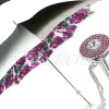 Ombrello argentato con anemoni e cristalli Fucsia