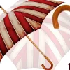 Ombrello artigianale - a righe rosso e crema - legno malacca