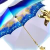 Ombrello azzurro sfumato, stampa margherite