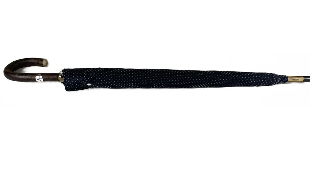 Ombrello Blu e azzurro elegante con Legno di Castagno Naturale curvato