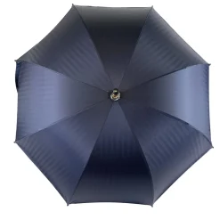 Ombrello Blu navy con legno di castagno naturale curvato a mano