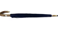 Ombrello Blu navy con legno di castagno naturale curvato a mano