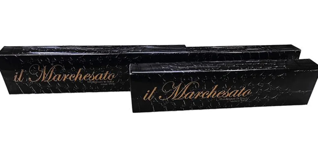 Ombrello Blu navy con legno di castagno naturale curvato a mano