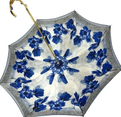 Ombrello blu scuro sfumato con Fiori