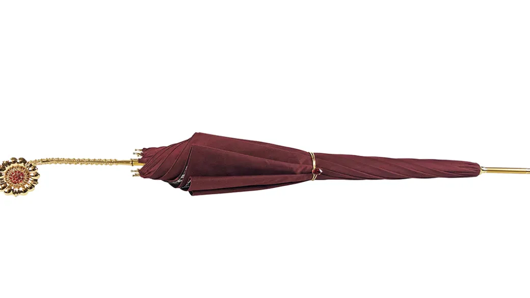 Ombrello Bordeaux cangiante con interno fantasia pizzo