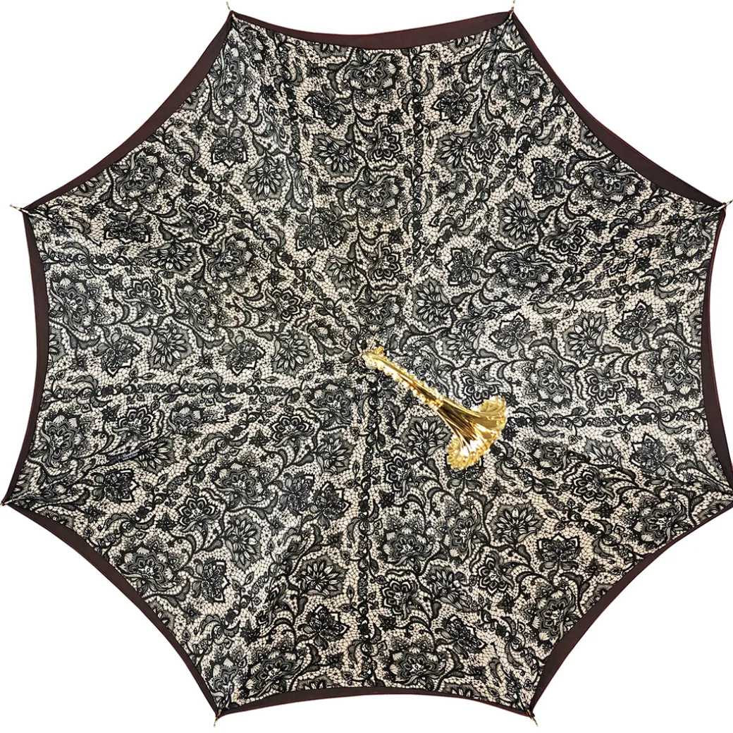Ombrello Bordeaux cangiante con interno fantasia pizzo