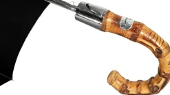 Ombrello classico da uomo nero - Manico in legno Bamboo