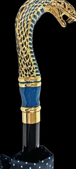 Ombrello con cobra dorato 24K e Smaltato