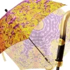Ombrello con fantasia leopardata fucsia e corone dorate