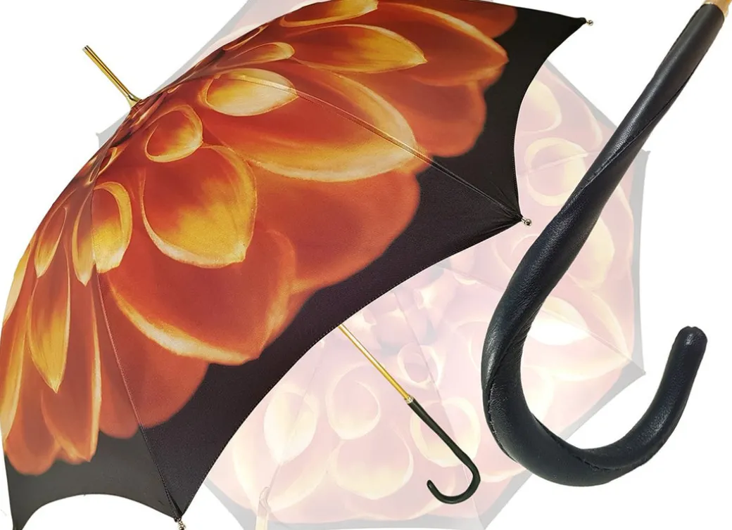 Ombrello con fiore astratto bronzo - Superlight