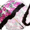 Ombrello con fiori fucsia con volant nero