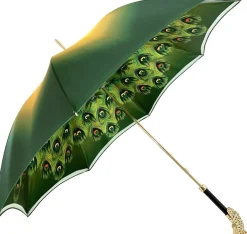 Ombrello con impugnatura pavone e cristalli smeraldo