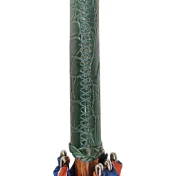 Ombrello con manico in pelle di coccodrillo Caiman verde