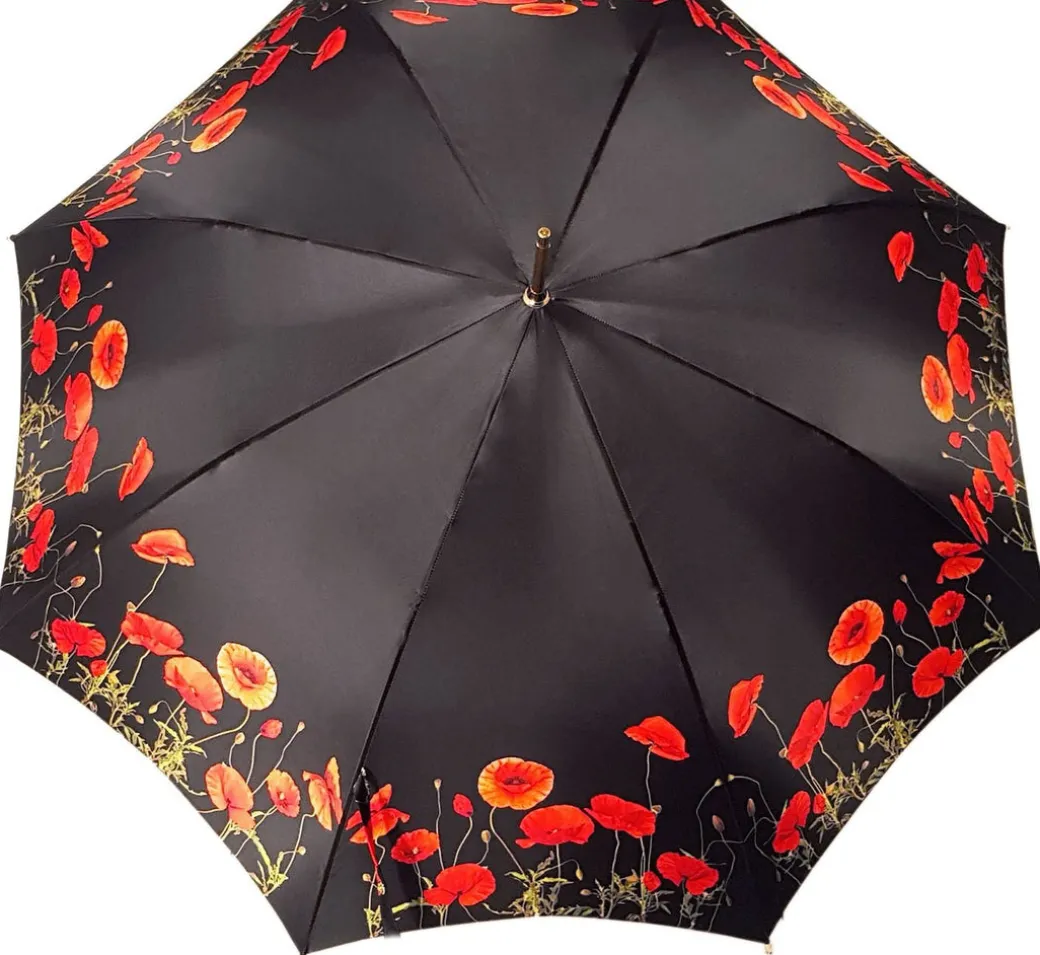 Ombrello con papaveri nero e rosso