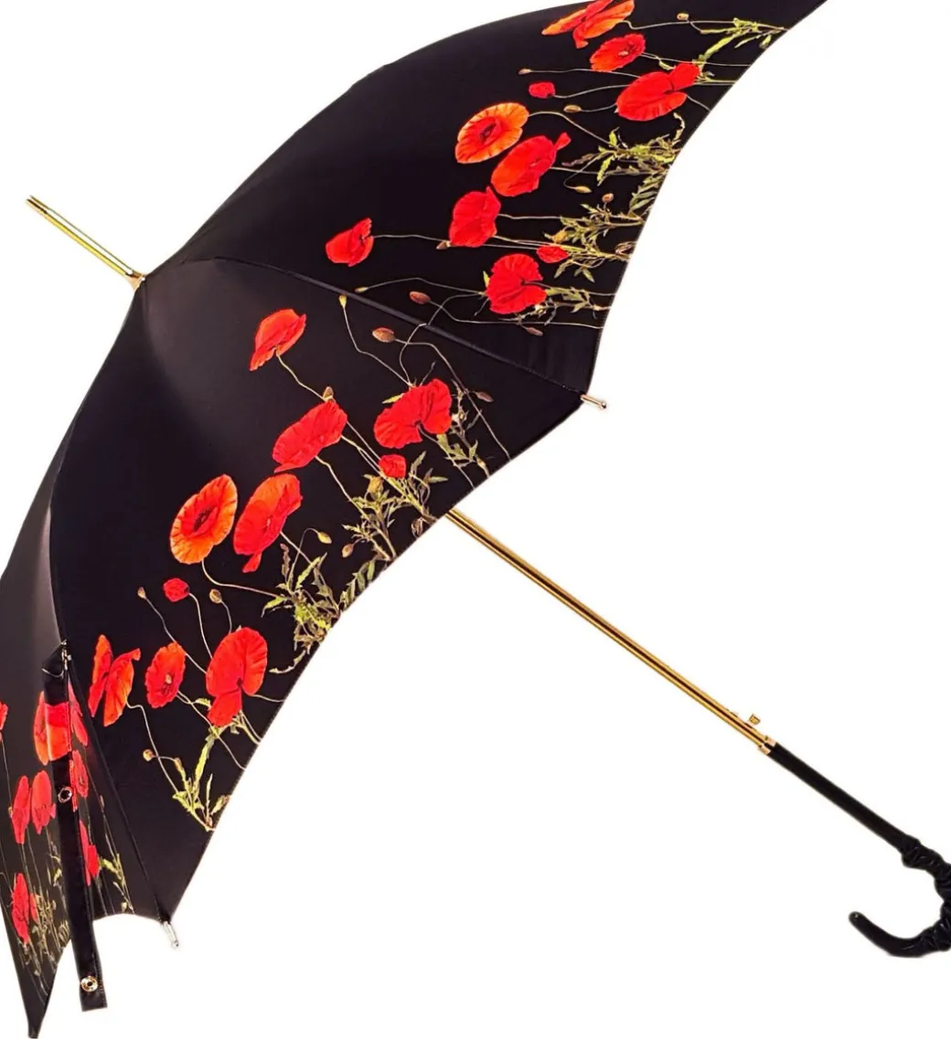 Ombrello con papaveri nero e rosso
