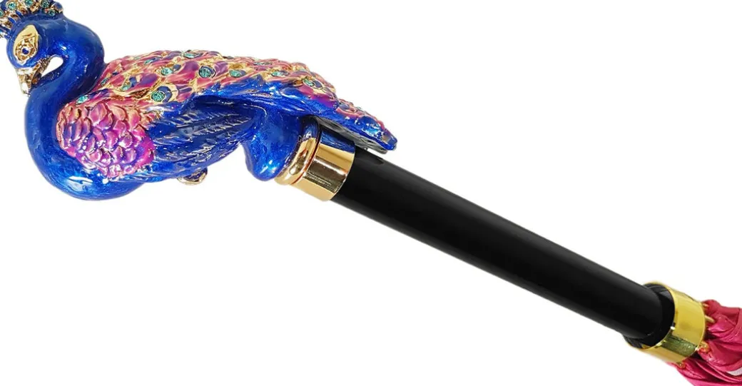 Ombrello con pavone e cristalli Swarovski