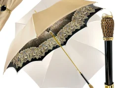 Ombrello con stampa leopardata, doppio tessuto
