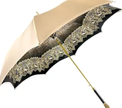 Ombrello con stampa leopardata, doppio tessuto