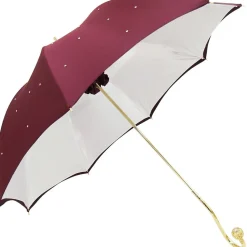 Ombrello da donna di lusso bordeaux con cristalli Swarovski