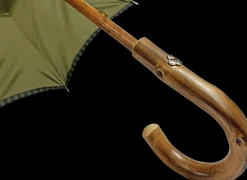 Ombrello da uomo classico a righe - Tessuto interno in raso giallo