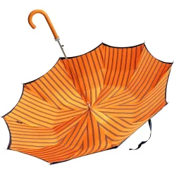 Ombrello da uomo elegante con manico in pelle di struzzo arancione