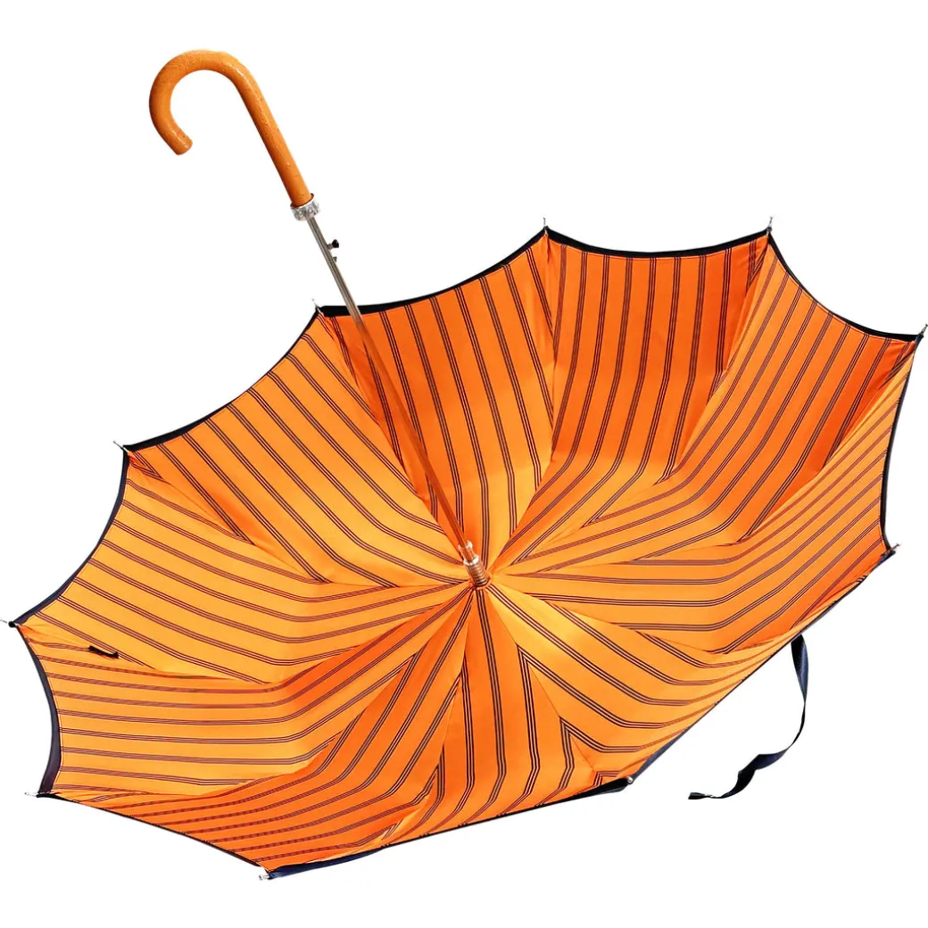 Ombrello da uomo elegante con manico in pelle di struzzo arancione