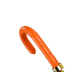 Ombrello da uomo elegante con manico in pelle di struzzo arancione
