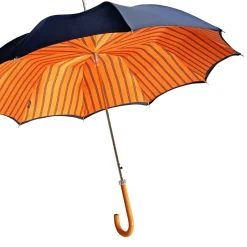 Ombrello da uomo elegante con manico in pelle di struzzo arancione