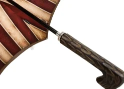 Ombrello da uomo fatto a mano - color tabacco - rosso e crema a strisc
