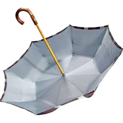 Ombrello da uomo in tessuto doppio - Design grigio e a righe