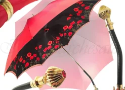Ombrello doppio tessuto rosso, nuova esclusiva papaveri il Marchesato