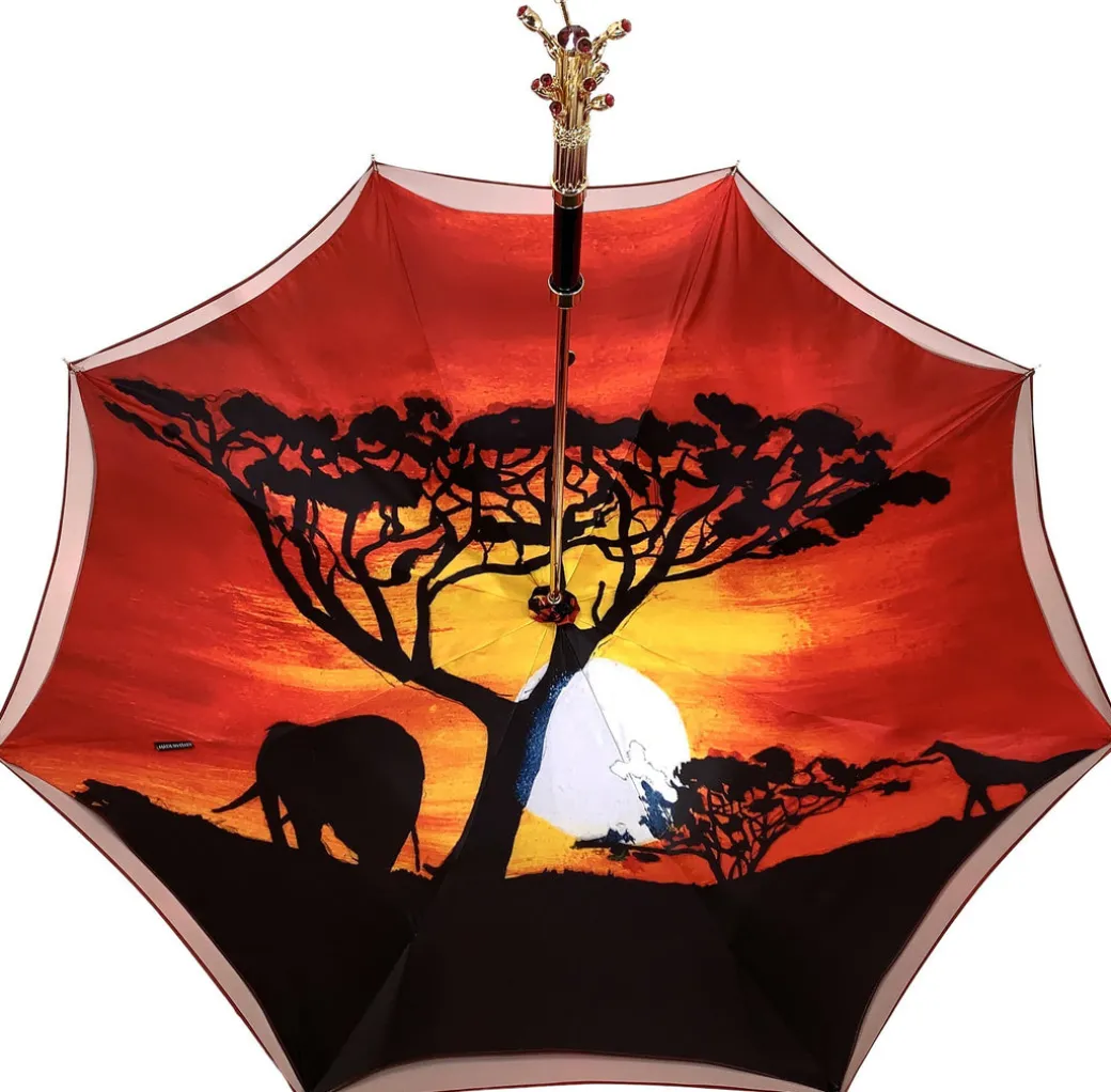 Ombrello fatto a mano doppio tessuto esclusivo design savana