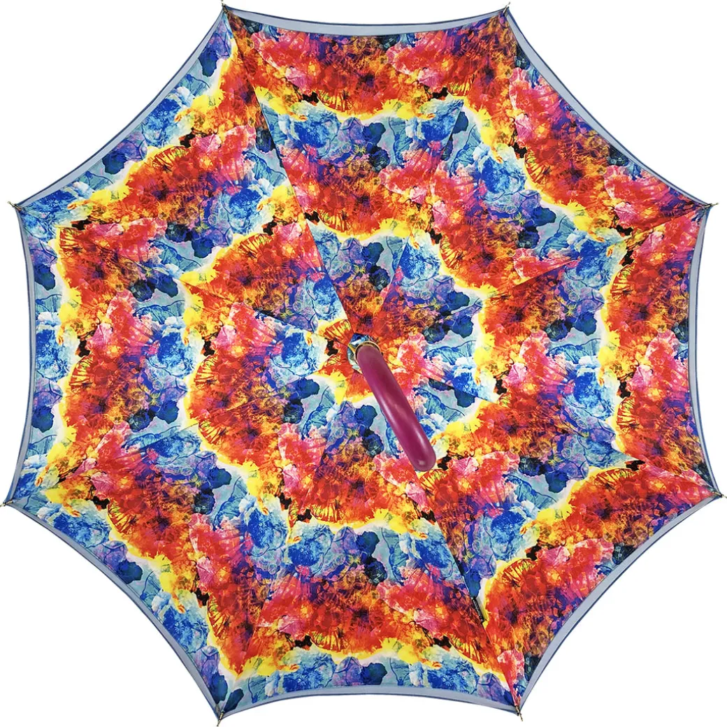 Ombrello fatto a mano in tessuto satinato multicolore